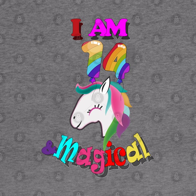 unicorn 14th birthday :i am 14 and magical by bratshirt